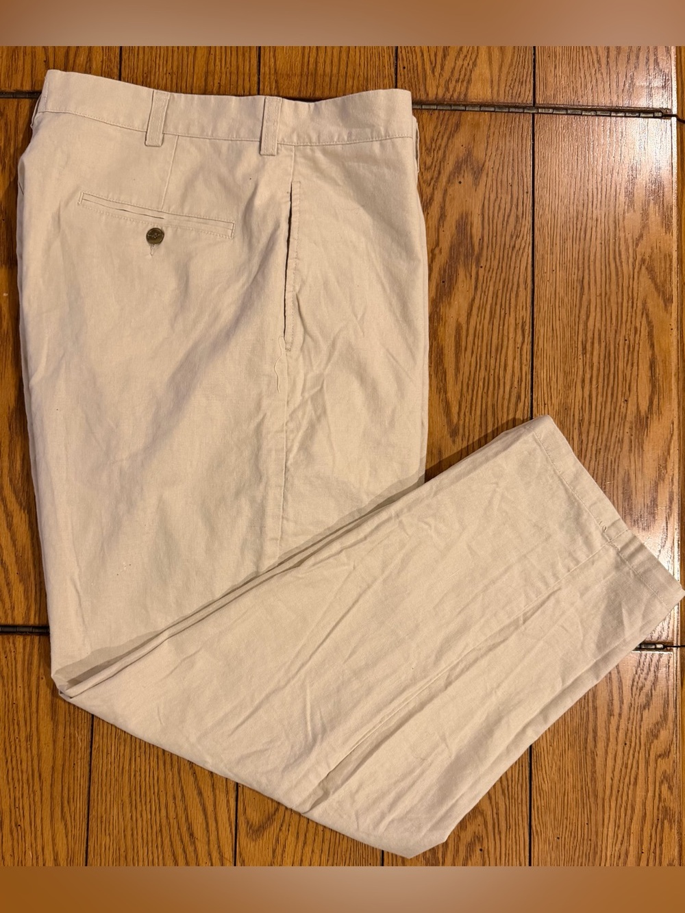 Ami Sanzuri men’s ramie/cotton blend pant, beige,36/30 (inseam 29.5) lightweight